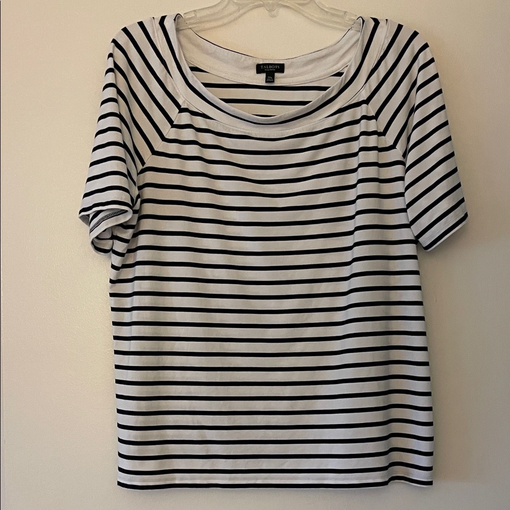 Talbots Classic Black and White Striped Tee